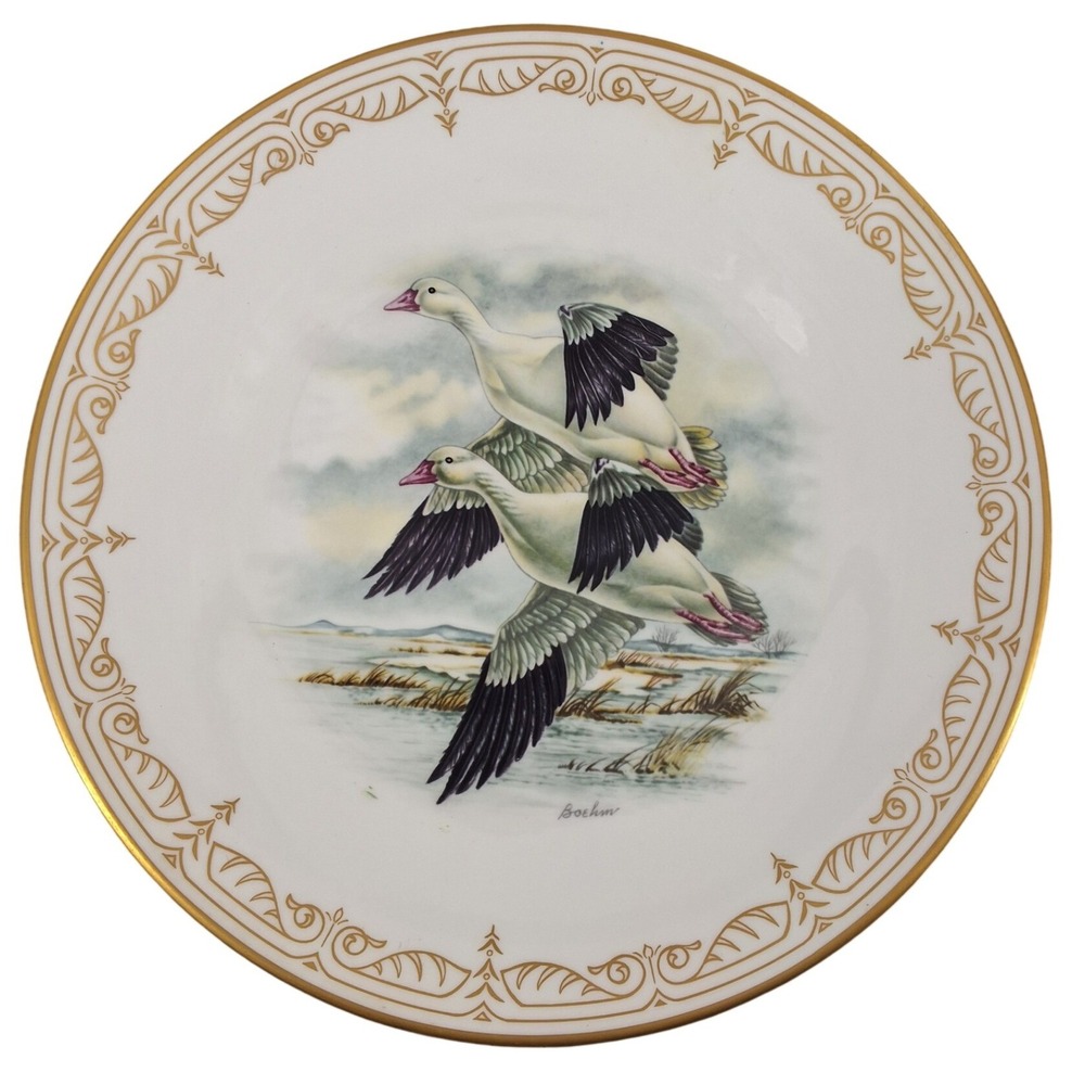 Edward Marshall Boehm Ross' Geese Water Bird Bone China Plate Gold Rim England‎